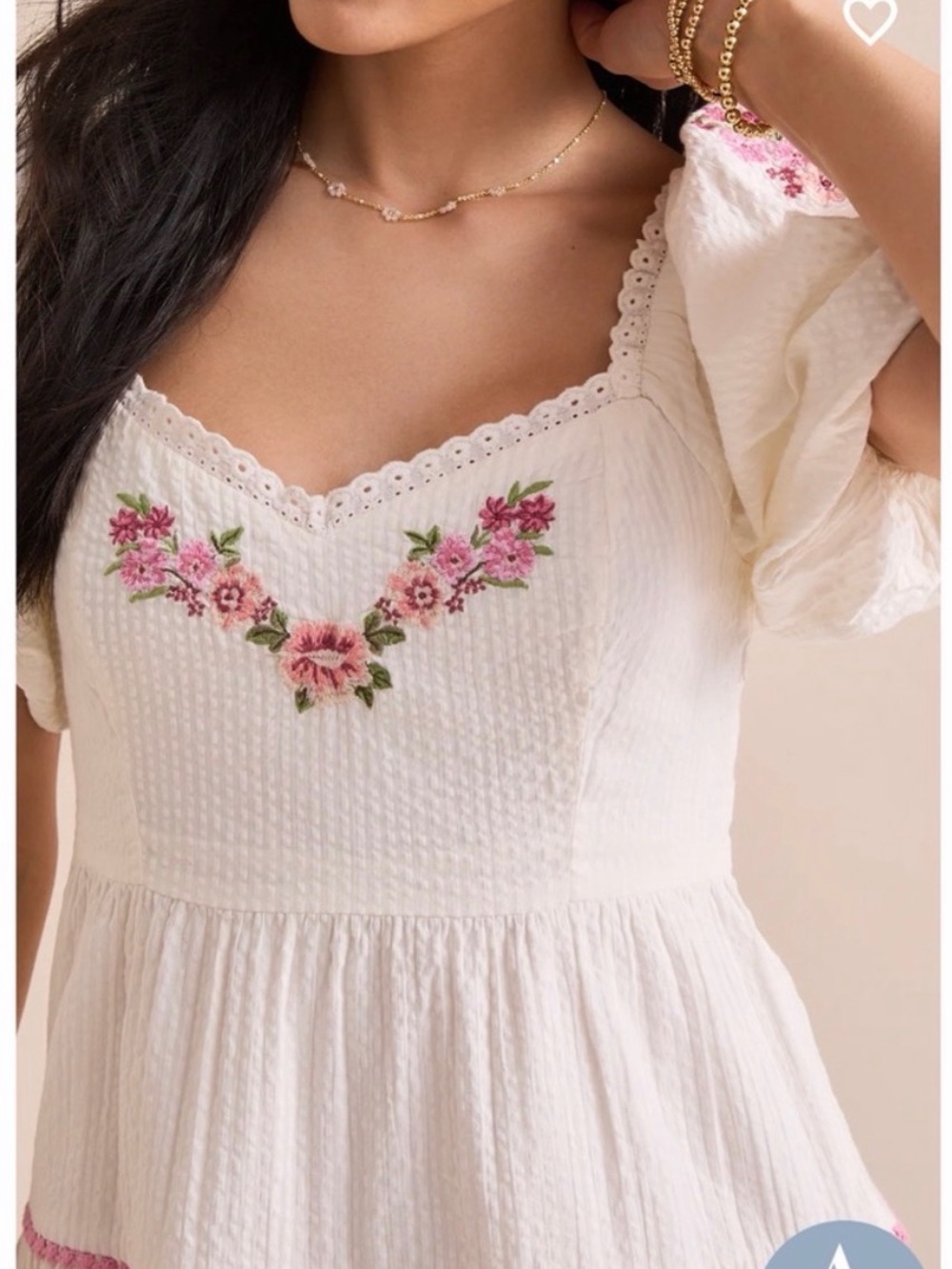 Altar'd State White Mini Dress with Pink Trim - Picture 4 of 11